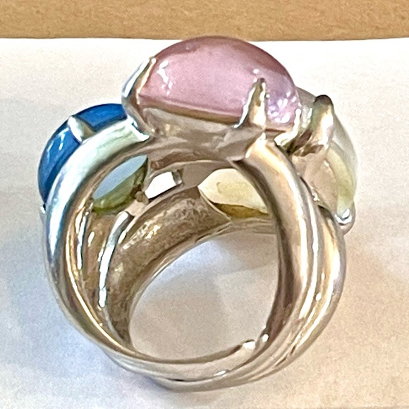Final price drop! Designer jewelry ring stamped 928 silver resizable white pink - Picture 7 of 12